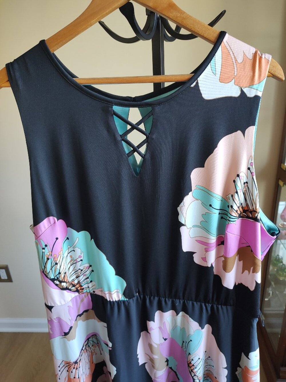 Lane Bryant Black & Floral Sleeveless Maxi Dress - Size 22